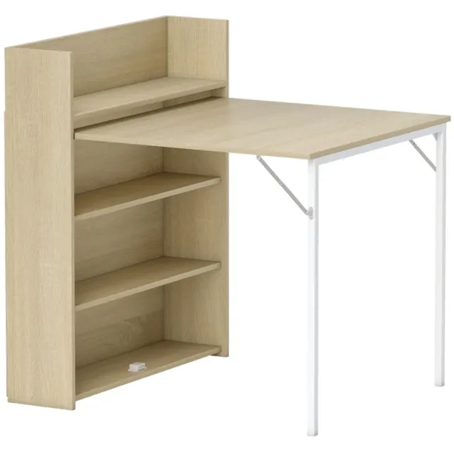 ZYLARO Eettafel - Opklapbaar Met Plank - Industrieel Design - Ruimtebesparend - Voor Kleine Kamers - 78,5 x 91 x 93 cm - Eiken