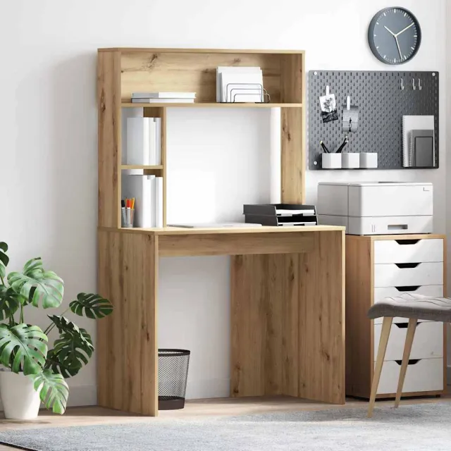 vidaXL Bureau Artisan Eiken 91 x 50 x 149 cm Bewerkt hout, foto 2