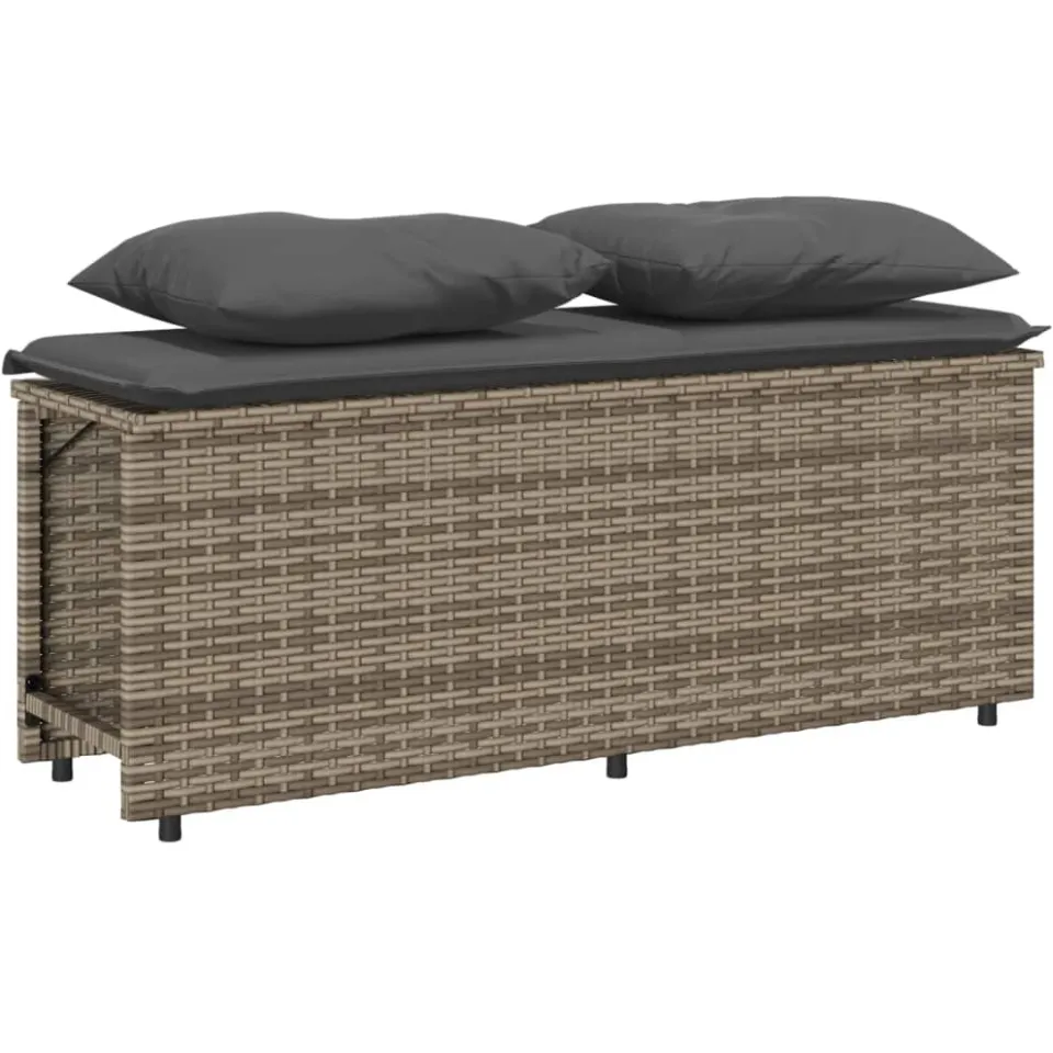 vidaXL 3-delige Tuinset met kussens poly rattan grijs