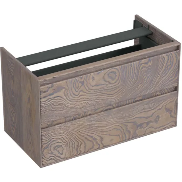 Forzalaqua Onderkast Forzalaqua Reno 100x51x60 Cm 2 Lades Softclose Eiken Silver Grey Bruin