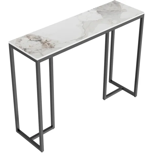 LabelOne Sidetable - Dressoir - Wandtafel - Consoletafel - marmeren look - metalen frame - draagvermogen tot 30kg - 100x30x78.5cm Cold Emerald