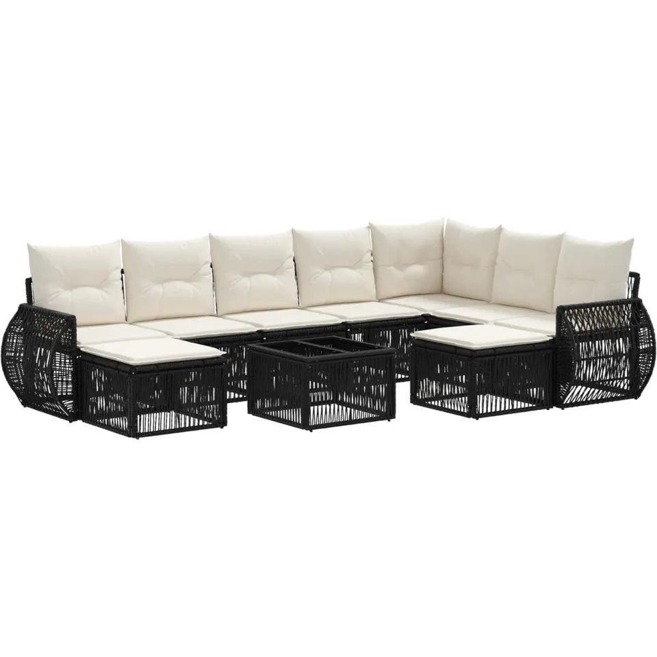 vidaXL Tuinbankenset 10 st Zwart poly rattan