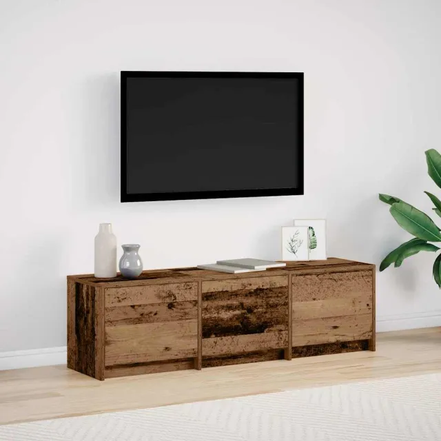 vidaXL TV-kast met LED 140 x 34 x 40 cm Oud hout Geconstrueerd hout Bruin