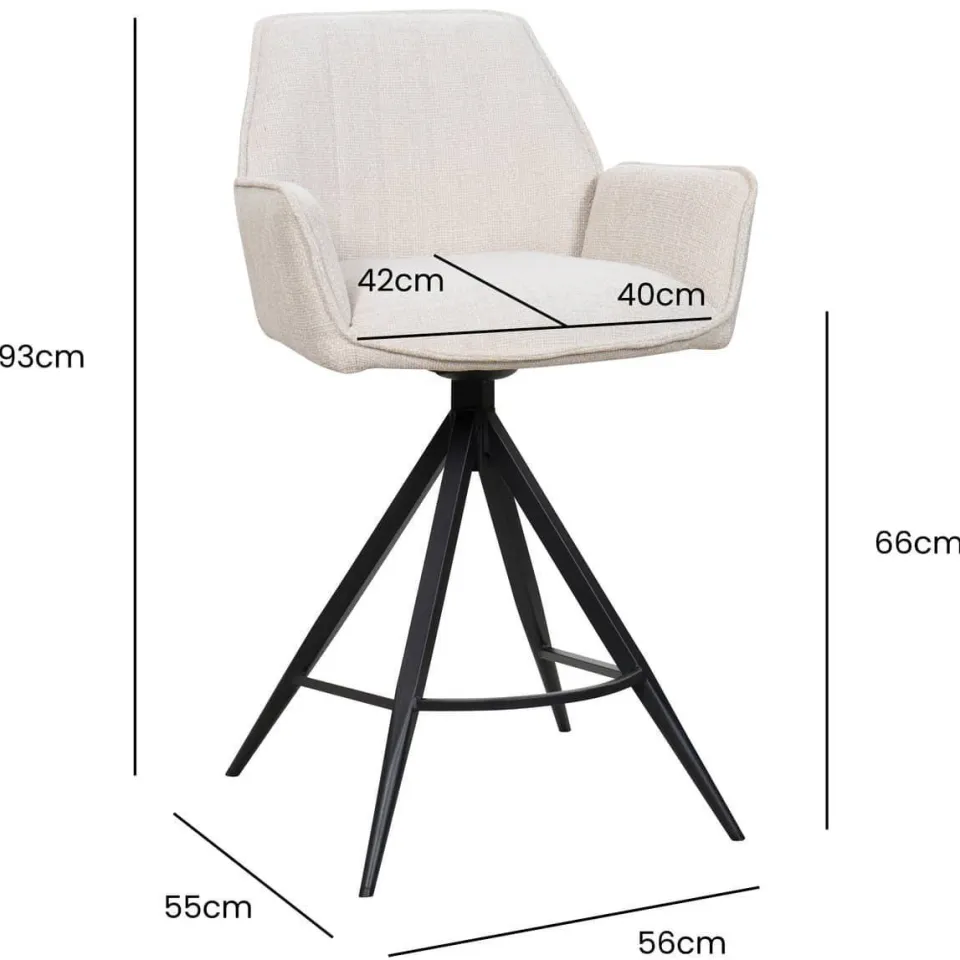 Giga Meubel Noa barstoel draaibaar beige, foto 5