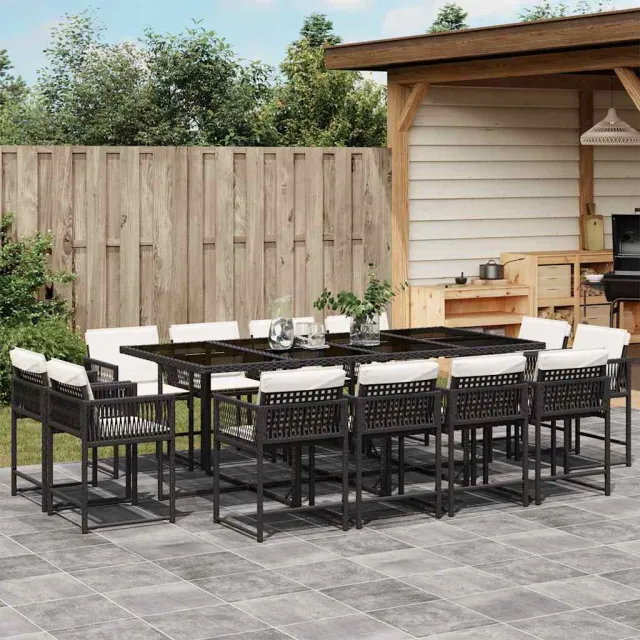 vidaXL 13-delige Tuinset met kussens poly rattan zwart, foto 2