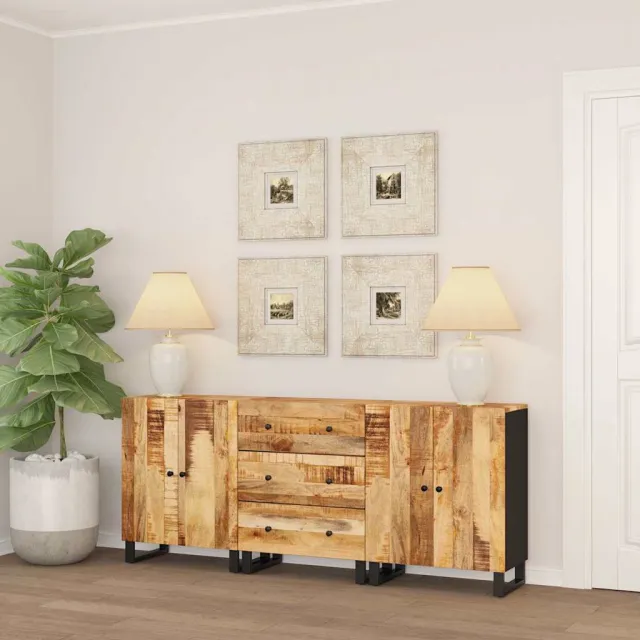 vidaXL Dressoirs 3 st ruw mangohout Bruin