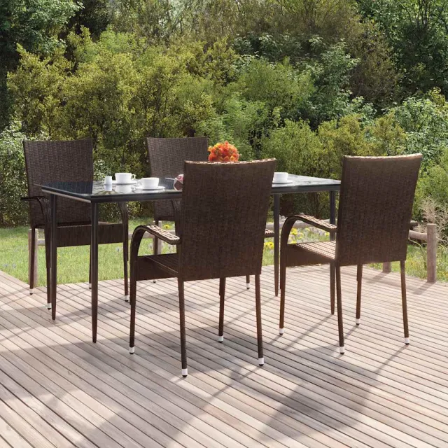 vidaXL 5-delige Tuinset poly rattan bruin, foto 2