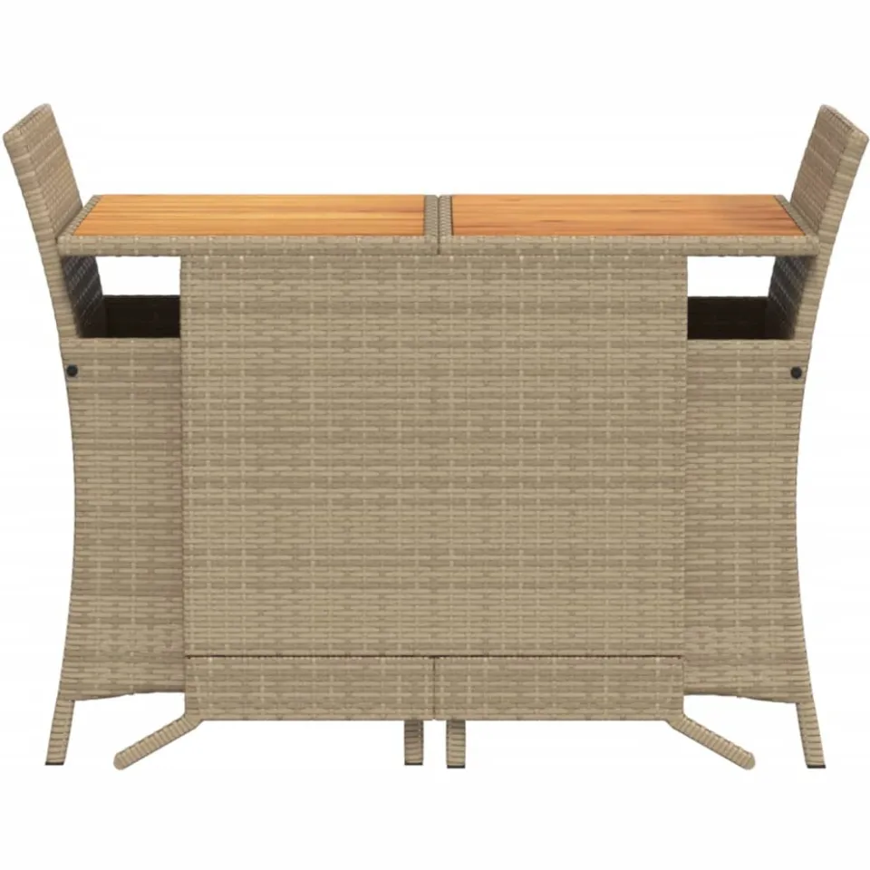 vidaXL 3-delige Bistroset met kussens poly rattan beige, foto 3