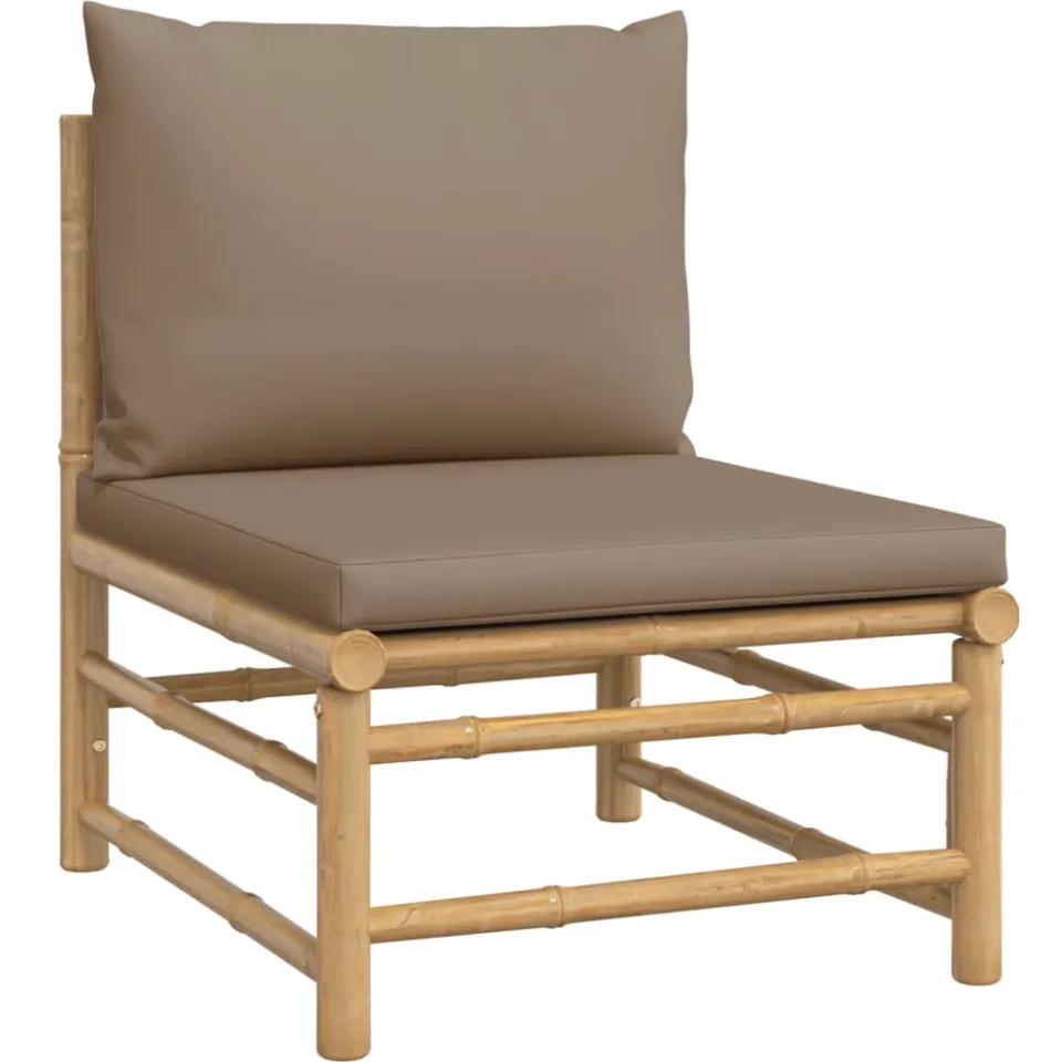 vidaXL 4-delige Loungeset met kussens bamboe taupe, foto 3