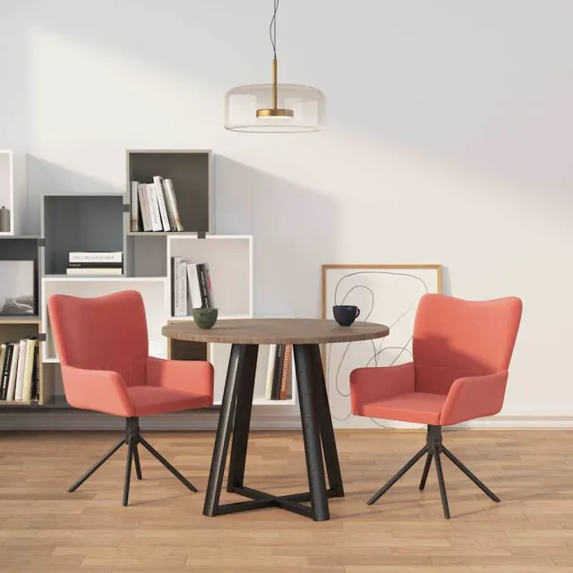 vidaXL Eetkamerstoelen draaibaar 2 st fluweel roze, foto 2