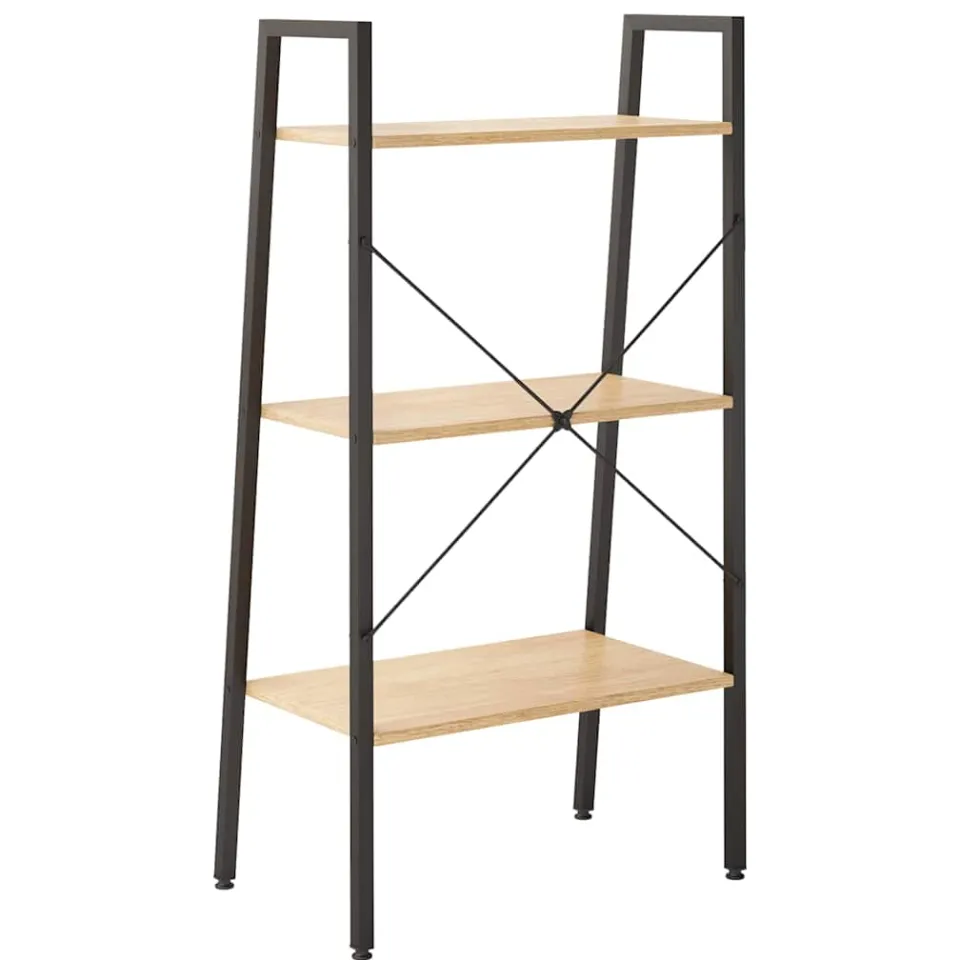 vidaXL Opbergmeubel met 3 lagen 56x35x108 cm lichtbruin en zwart, foto 4