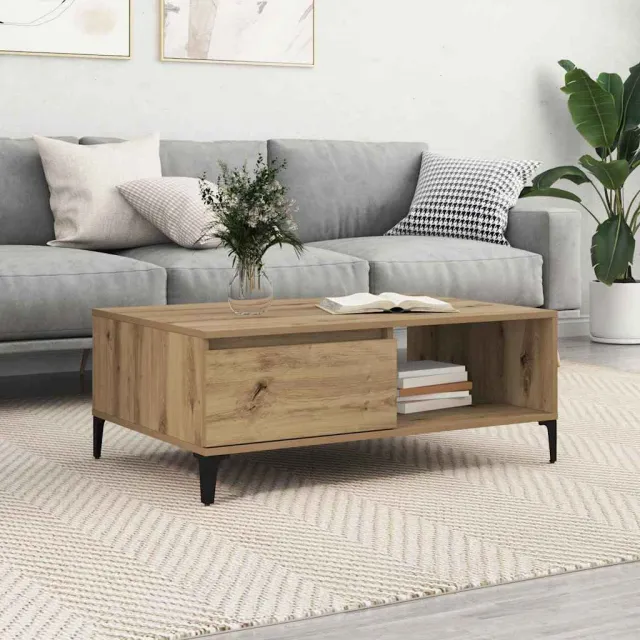 vidaXL Salontafel artisanaal eikenkleurig 90 x 60 x 35 cm Bewerkt hout, foto 2