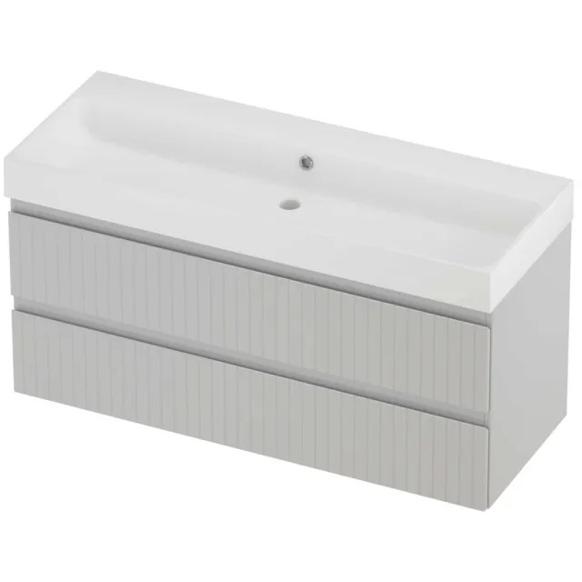 Proline Podium Badmeubelset Polystone Loft Enkel 120x46x62 cm Mat White Glans Wit