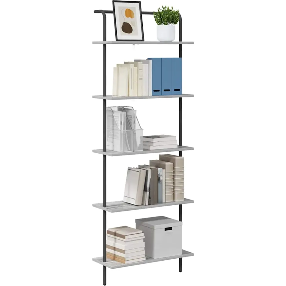 vidaXL Boekenkast 5-laags 60 x 24 x 168 cm Bewerkt hout Grijs Sonoma