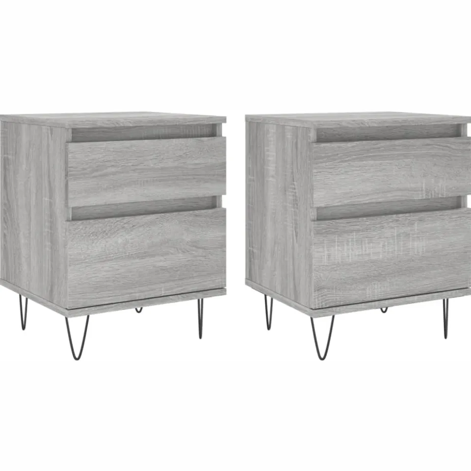 vidaXL Nachtkastjes 2 st 40x35x50 cm bewerkt hout grijs sonoma eiken