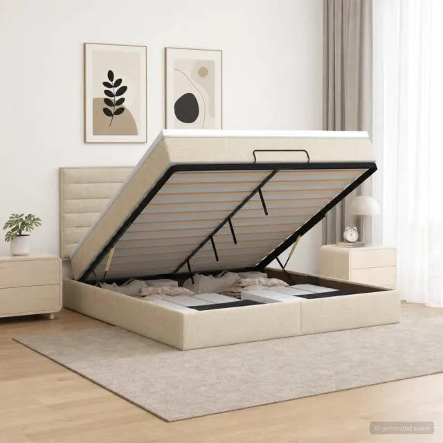 vidaXL Ottoman bed met matras Crèmekleurig 180 x 200 cm Stof