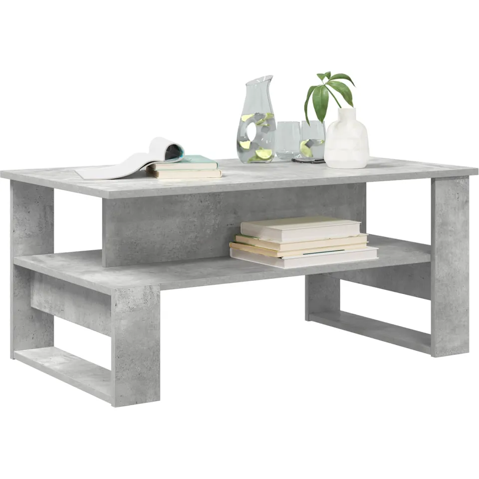 vidaXL Salontafel Beton Grijs 90 x 50 x 40 cm Bewerkt hout