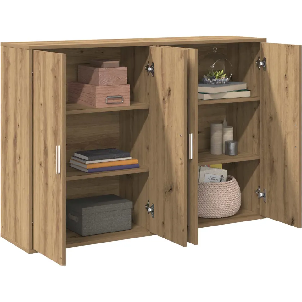 vidaXL Dressoir 2 st Artisan Eiken 60 x 31 x 84 cm Bewerkt hout Bruin
