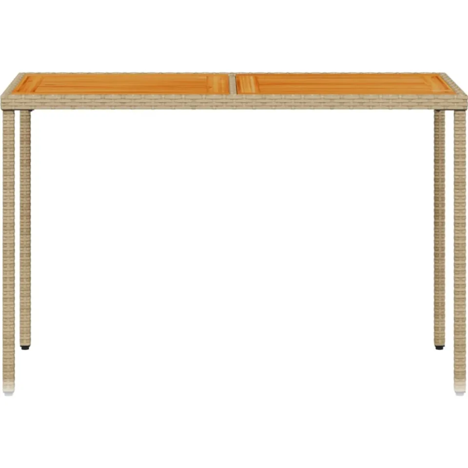 vidaXL Tuintafel met acaciahouten blad 115x54x74 cm poly rattan beige, foto 4