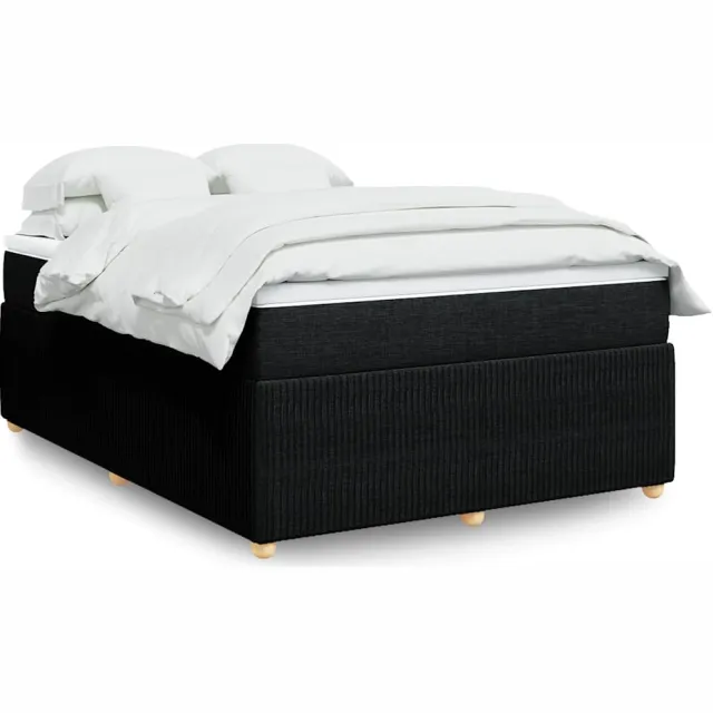 vidaXL Boxspring met matras stof zwart 160x200 cm