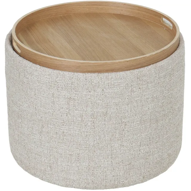 DÉJA Living Salontafel Zara - Rond Beige/Naturel - Incl. Opbergruimte - Ø55cm