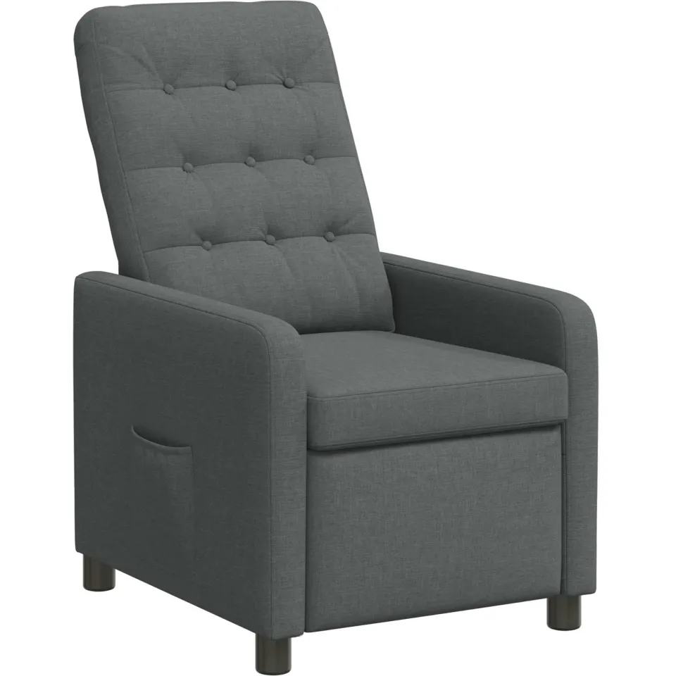 vidaXL Ligstoel Donkergrijs 65 x 93 x 102 cm Stof, foto 4