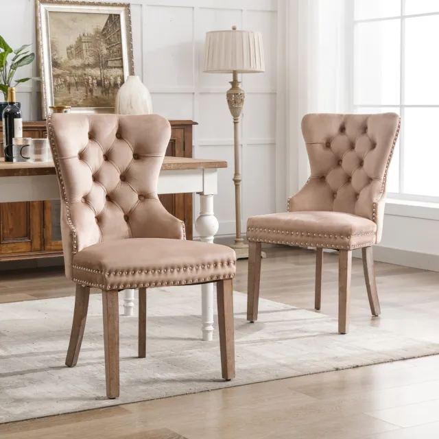 CHICFURN Eetkamerstoel - Verstelbare poten - Velvet - Licht koffie Licht koffiebruin