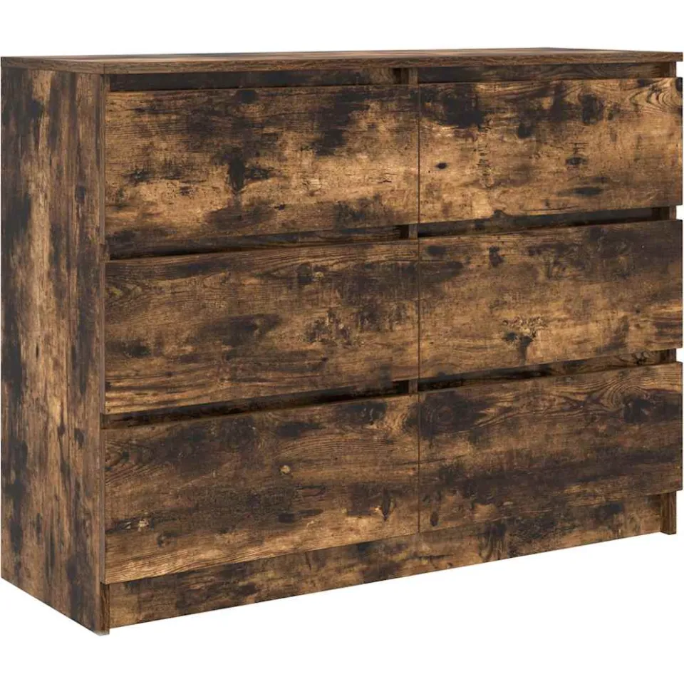 vidaXL Dressoir 100x35x76 cm bewerkt hout gerookt eikenkleurig Bruin