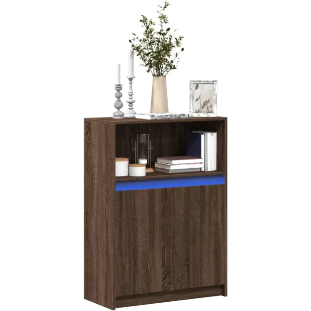 vidaXL Dressoir met LED 72x34x100 cm bewerkt hout bruin eikenkleur