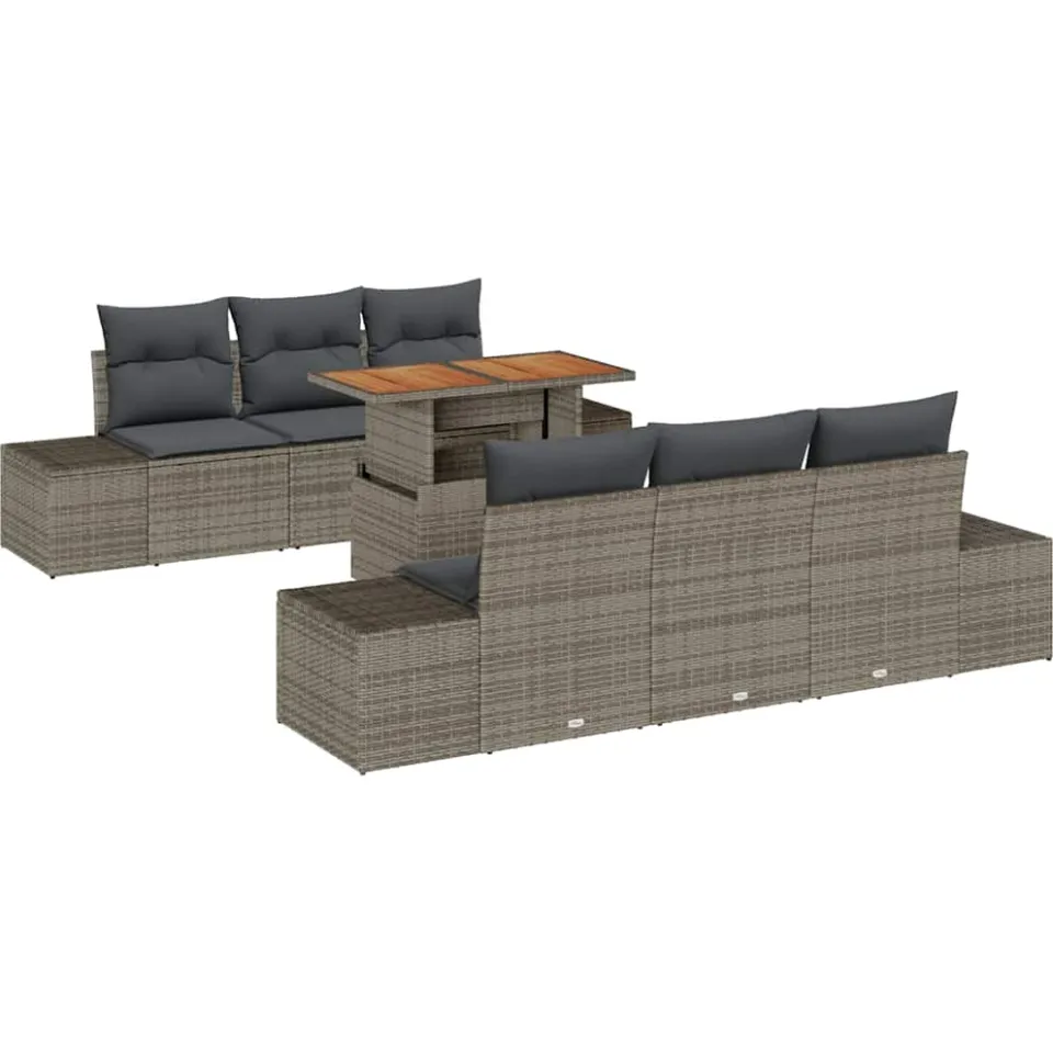 vidaXL Tuin Sofa Set 7 st Grijs Poly riet