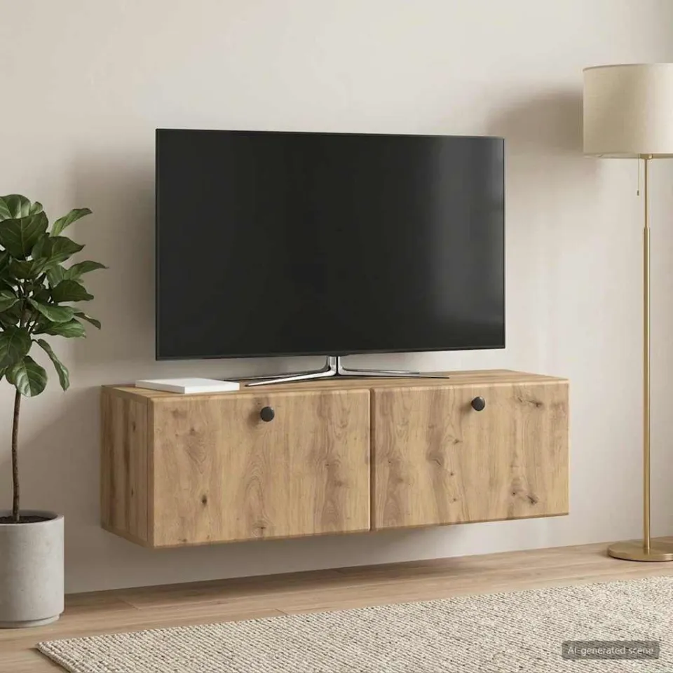 vidaXL Wandbeugel TV-kast 98 x 31 x 30 cm Artisanaal eiken, foto 4