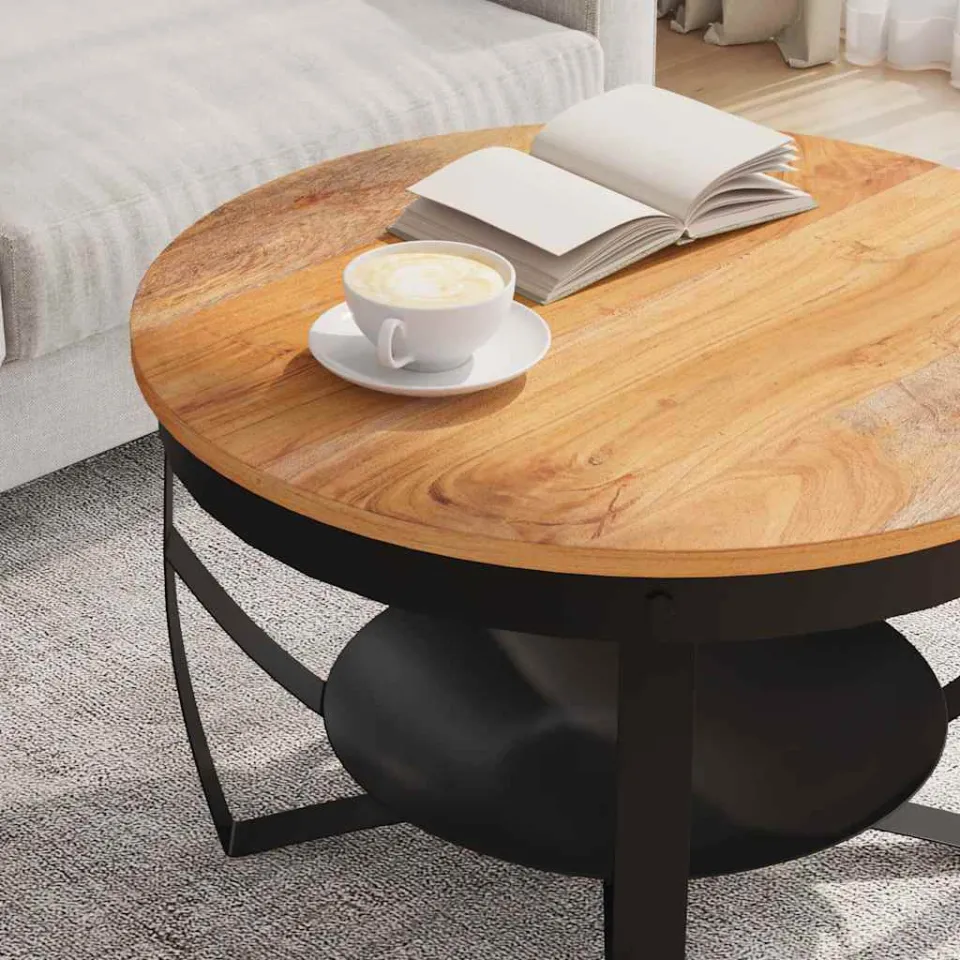 vidaXL Salontafel Ø 68x43 cm massief acaciahout bruin, foto 4