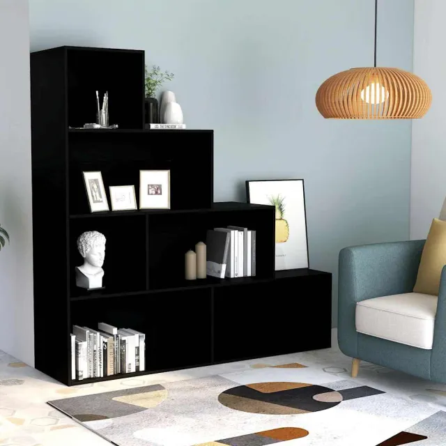 vidaXL Boekenkast/kamerscherm 155x24x160 cm bewerkt hout zwart, foto 2