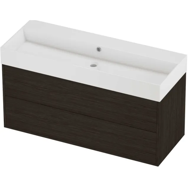 Proline Zara Badmeubelset Porselein Loft 2 Laden 120x46x65 cm Glans Wit Mokka Oak Eiken