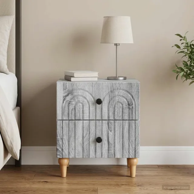 vidaXL Nachtkastje Grijs sonoma 43 x 34,5 x 48 cm Bewerkt hout