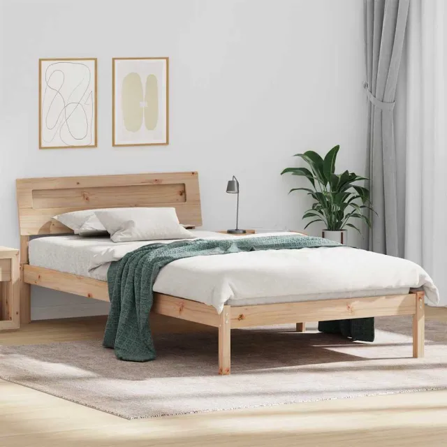 vidaXL Bedframe met hoofdeinde Bruin 80 x 200 cm Massief grenenhout