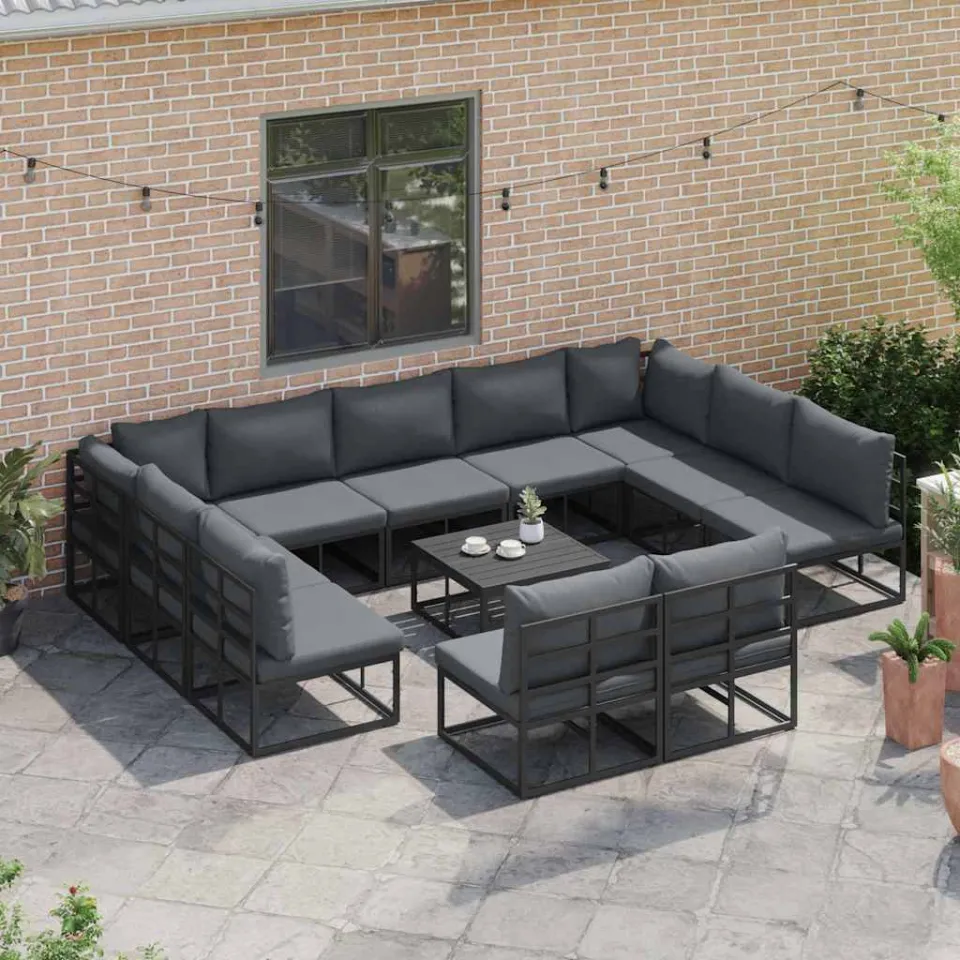 vidaXL Tuinbankenset 12 st Zwart Aluminium, foto 3