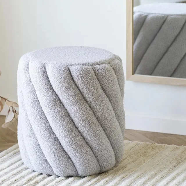 House Nordic Sana Poef Grijs Bouclé