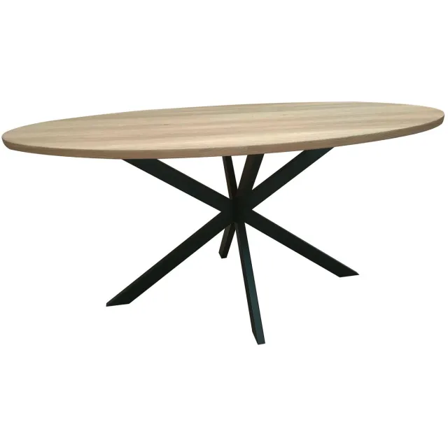 Lizzely Garden & Living Eettafel ovaal 160x100cm Rato lichtbruin ovale tafel MDF eetkamertafel