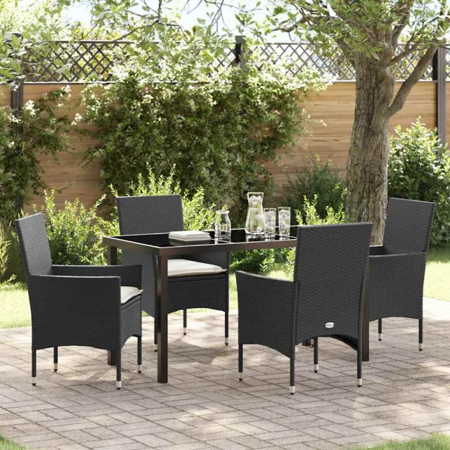 vidaXL Tuin eettafelset 5 st Zwart poly rattan