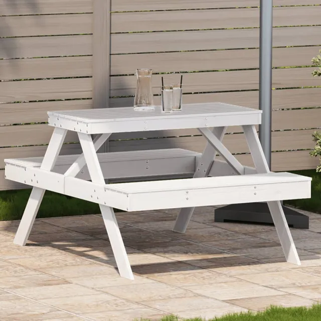 vidaXL Picknicktafel 105x134x75 cm massief grenenhout wit, foto 2