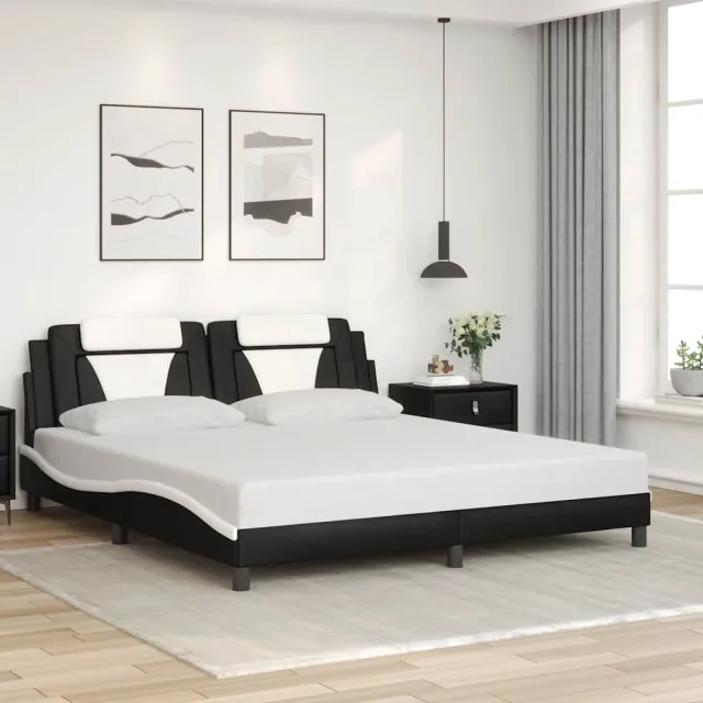 vidaXL Bedframe "Viana" zonder matras kunstleer zwart en wit 180x200 cm