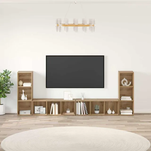 vidaXL Tv-meubelset 4 st 37 x 35 x 107 cm Artisan Eiken