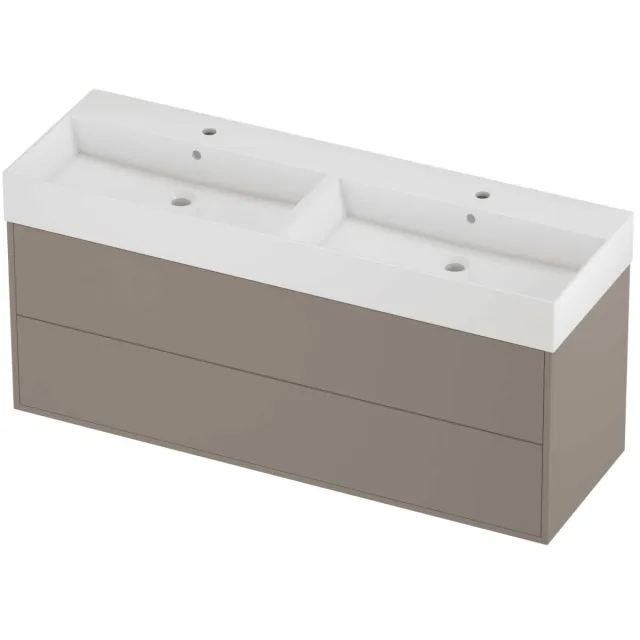 Proline Zara Badmeubelset Porselein Loft 2 Laden 140x46x65 cm Glans Wit Clay Beige