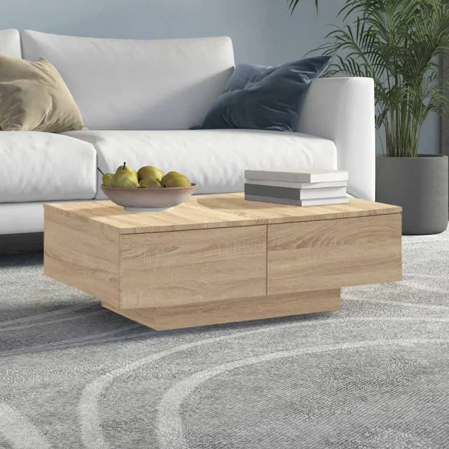 vidaXL Salontafel 90x60x31 cm bewerkt hout sonoma eikenkleurig Bruin