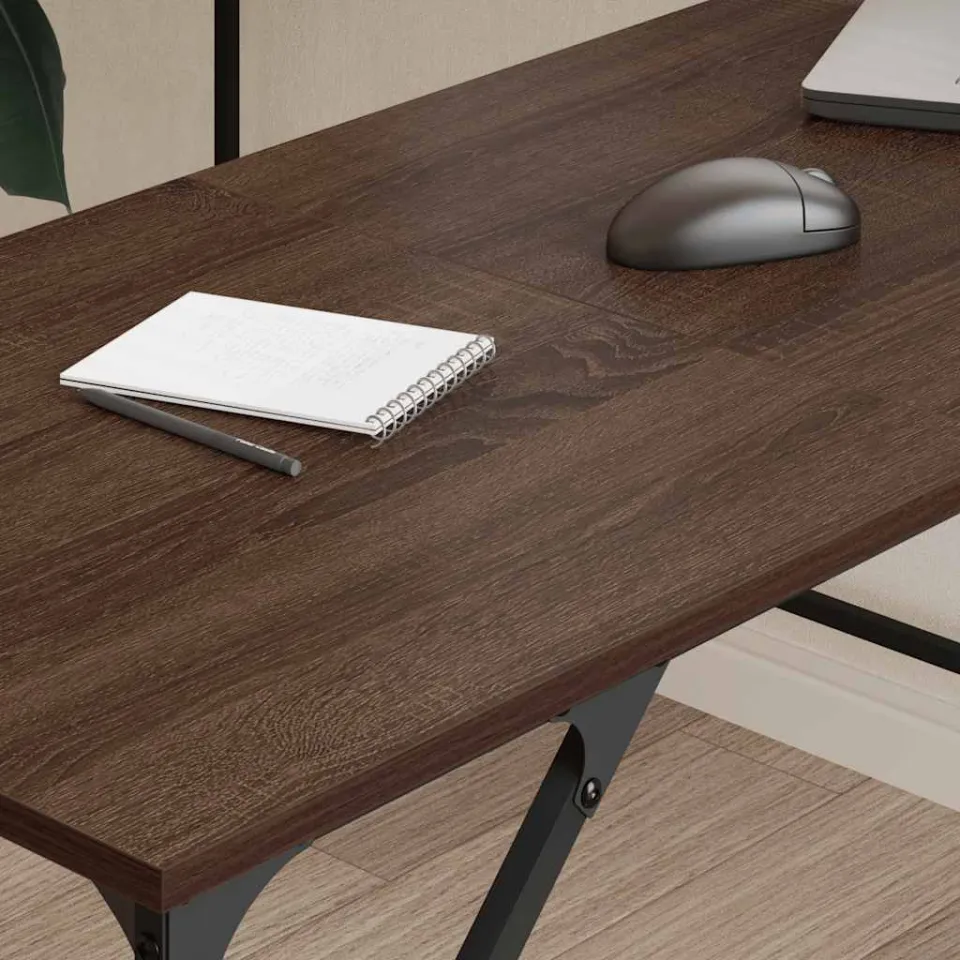 vidaXL Bureau 149x149x75 cm bewerkt hout bruin eikenkleur, foto 4