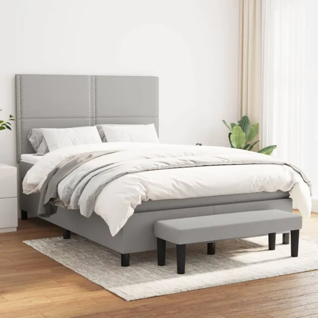 vidaXL Boxspring met matras stof lichtgrijs 140x200 cm grijs