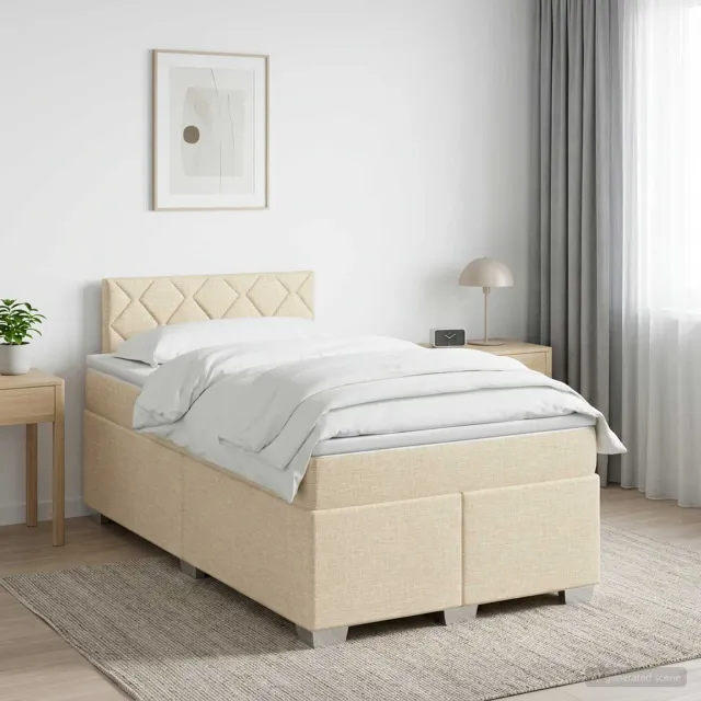 vidaXL Boxspringbed met matras Crèmekleurig 120 x 200 cm Stof