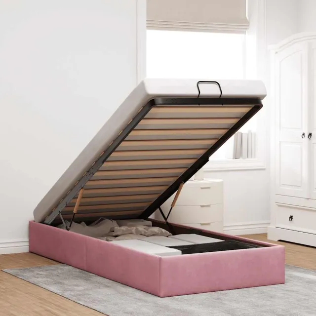vidaXL Bedframe zonder matras 90x190 cm fluweel roze