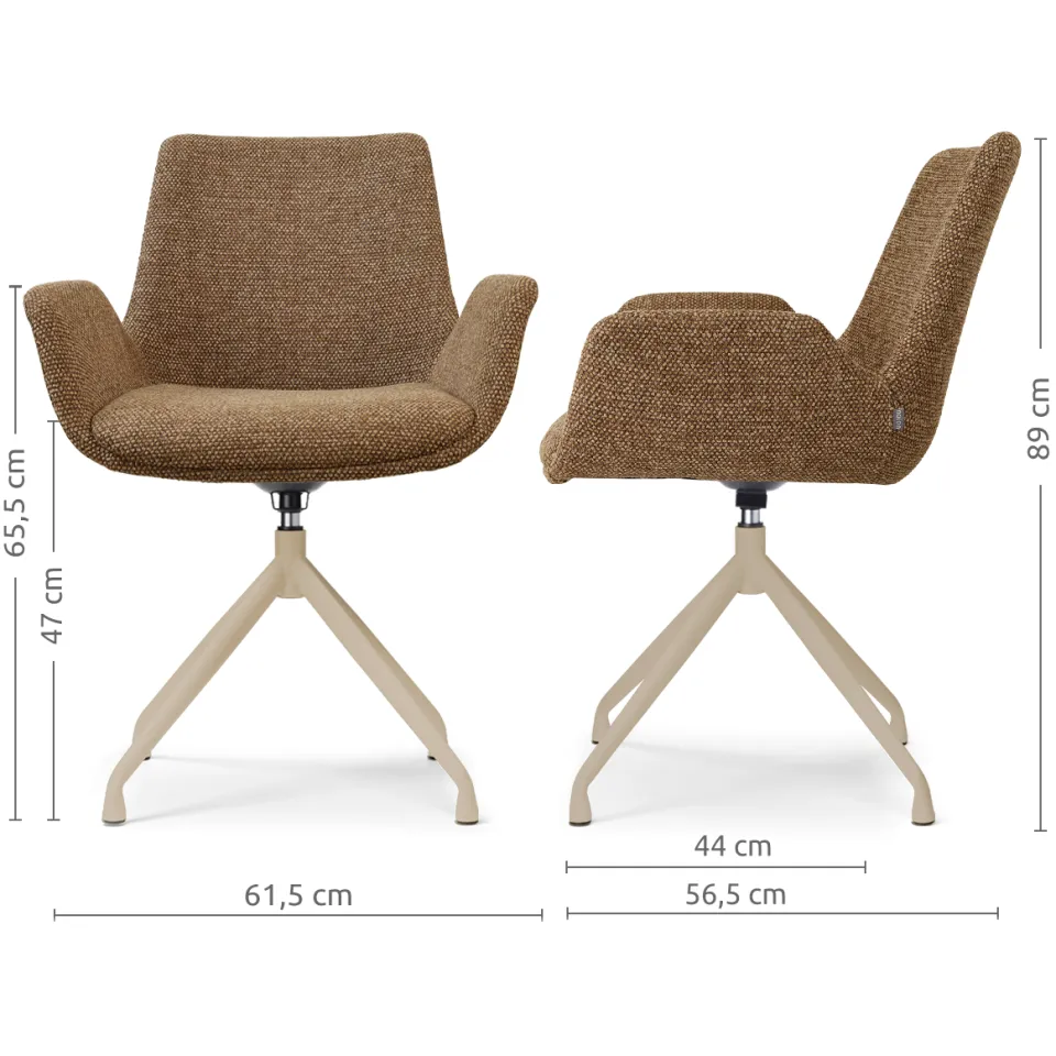 Nolon Nola-Eef draaibare eetkamerstoel bruin blend - beige onderstel, foto 2